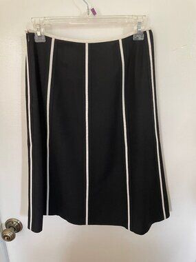 Ann Taylor A-Line Black w/ White Stripes Size 4